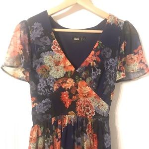 ASOS Flutter Sleeve Floral Maxi Dress